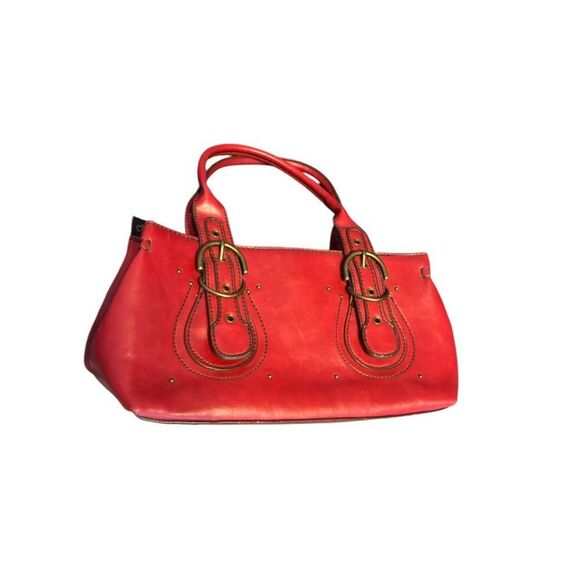 Aldo Red Leather Handbag With Buckle Detailing & Zip Closure - Picture 14 of 14